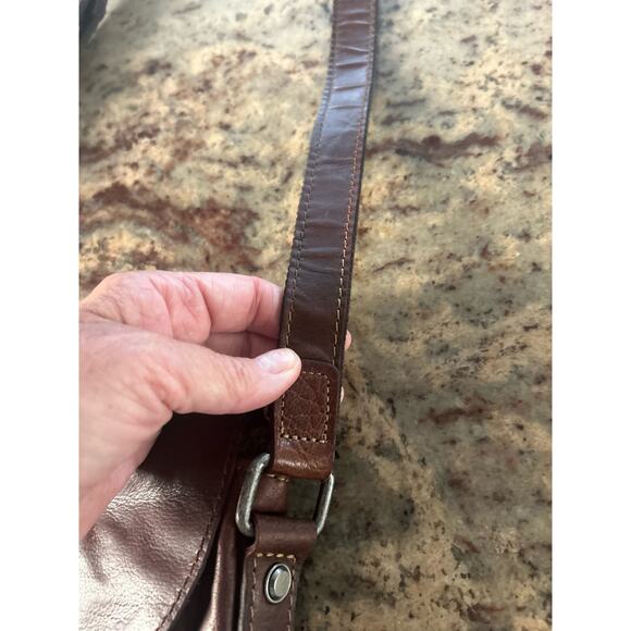 Jack Georges Voyager Horsehoe Leather Crossbody Bag Handstained GORGEOUS - Picture 11 of 15